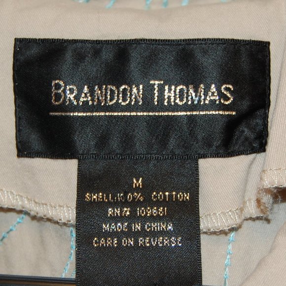 Brandon Thomas Women's Beige W/ Blue Seed Bead Embroidery Jacket Size Medium - Picture 7 of 13